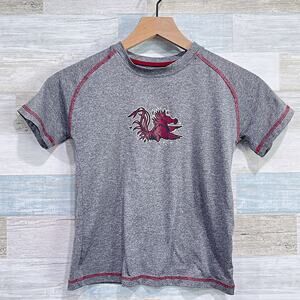 South Carolina Gamecocks Graphic Raglan Tech Tee Gray USC Boys Small 6 7